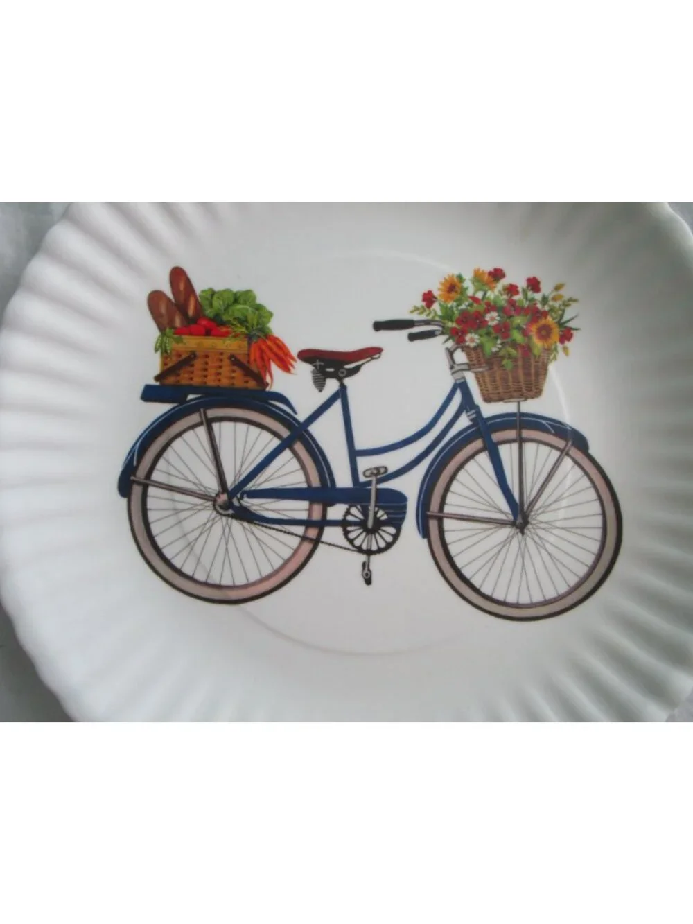 Vintage Bicycle Melamine Faux Paper Plates One Hundred 80 Degrees New Picnic